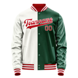 Custom Kelly-Green White Split Varsity Letterman Jacket JA02240617ZF219