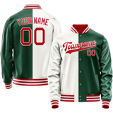 Custom Kelly-Green White Split Varsity Letterman Jacket JA02240617ZF219