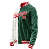 Custom Kelly-Green White Split Varsity Letterman Jacket JA02240617ZF219