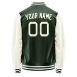 Custom Green Cream Solid Color Varsity Letterman Jacket JA02240617JG178