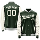 Custom Green Cream Solid Color Varsity Letterman Jacket JA02240617JG178