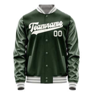 Custom Green Gray Solid Color Varsity Letterman Jacket JA02240617JG183