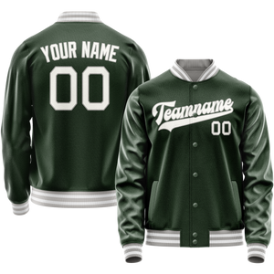 Custom Green Gray Solid Color Varsity Letterman Jacket JA02240617JG183