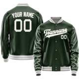 Custom Green Gray Solid Color Varsity Letterman Jacket JA02240617JG183