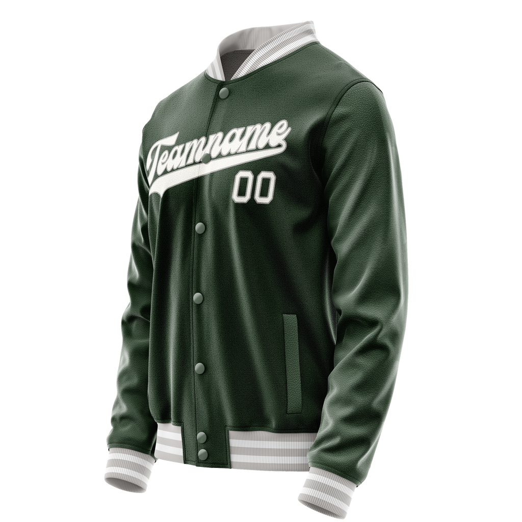 Custom Green Gray Solid Color Varsity Letterman Jacket JA02240617JG183