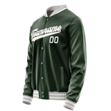 Custom Green Gray Solid Color Varsity Letterman Jacket JA02240617JG183