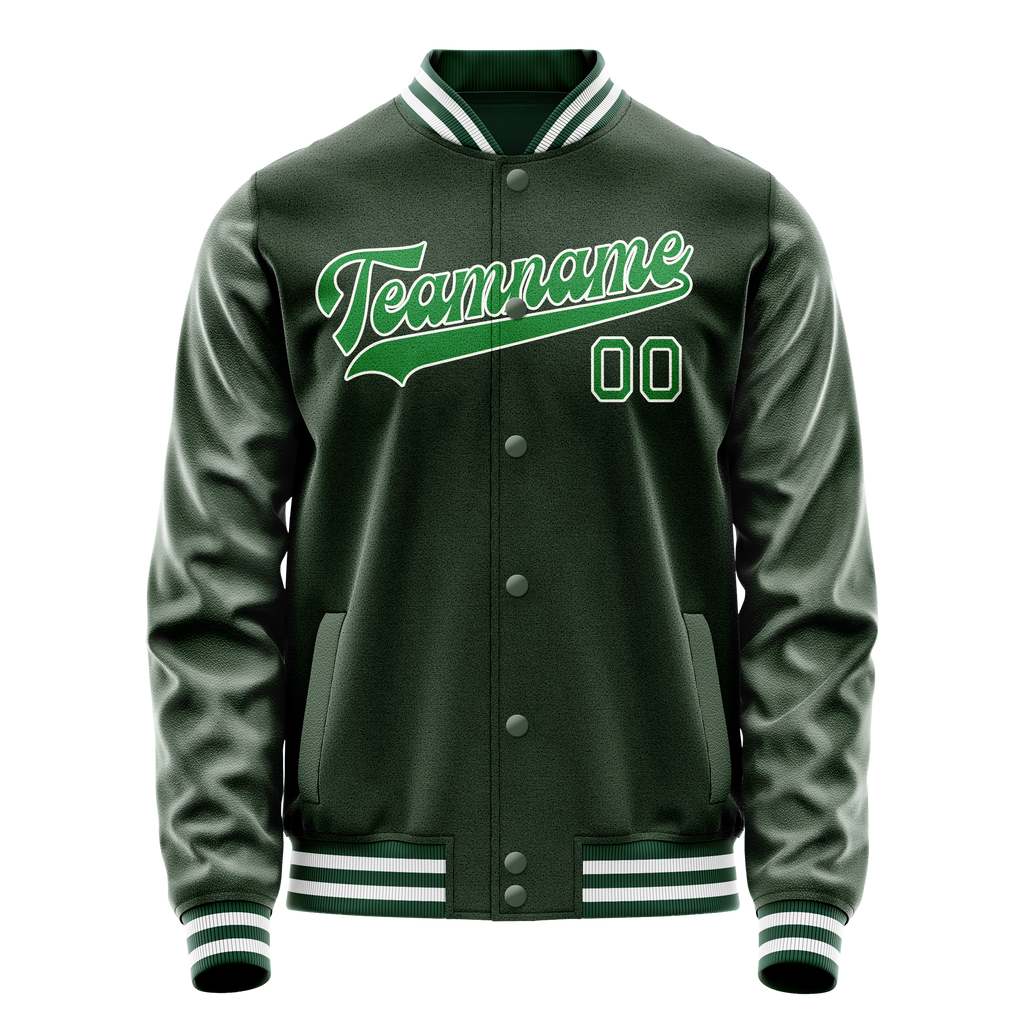Custom Green Kelly-Green Solid Color Varsity Letterman Jacket JA02240617JG181