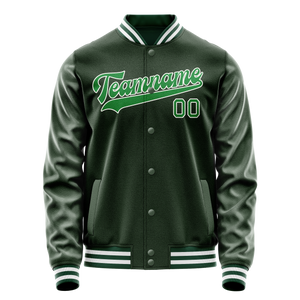 Custom Green Kelly-Green Solid Color Varsity Letterman Jacket JA02240617JG181