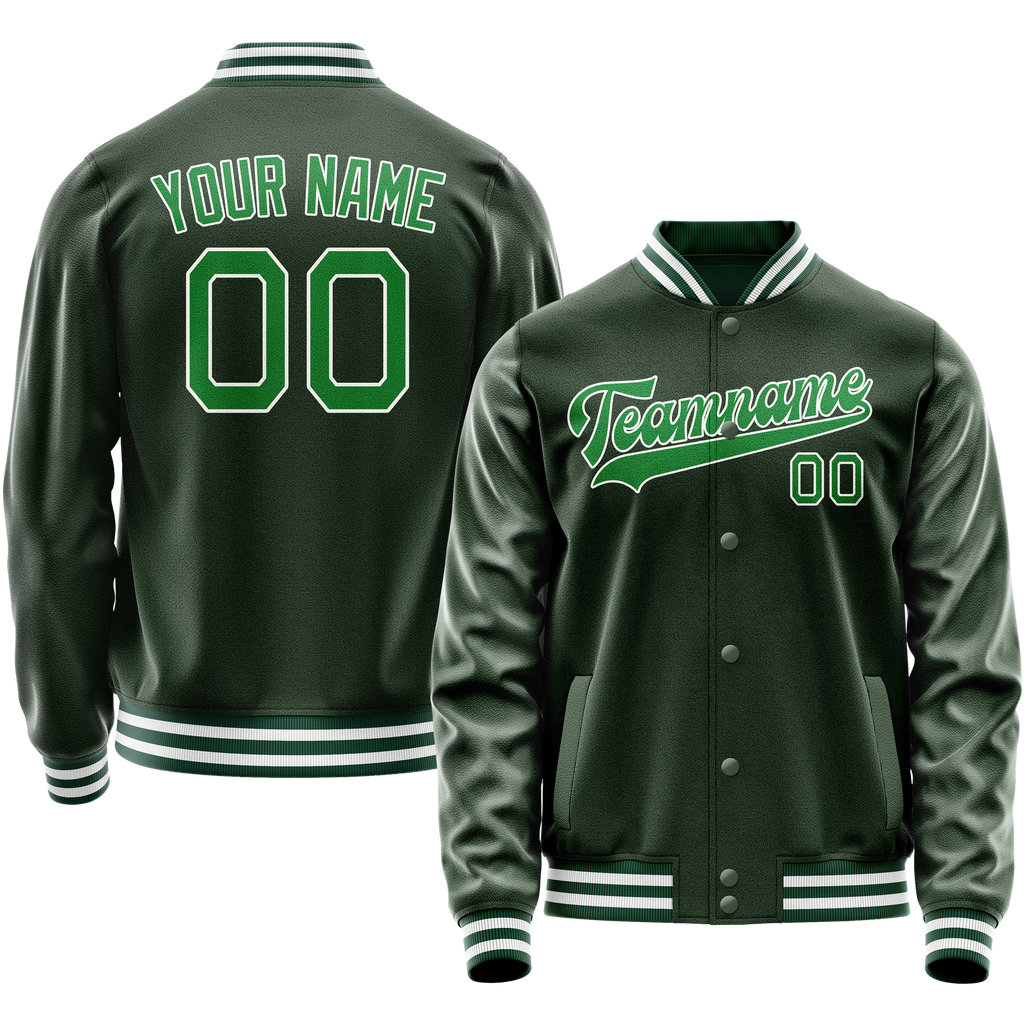 Custom Green Kelly-Green Solid Color Varsity Letterman Jacket JA02240617JG181