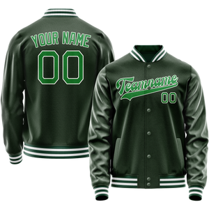 Custom Green Kelly-Green Solid Color Varsity Letterman Jacket JA02240617JG181