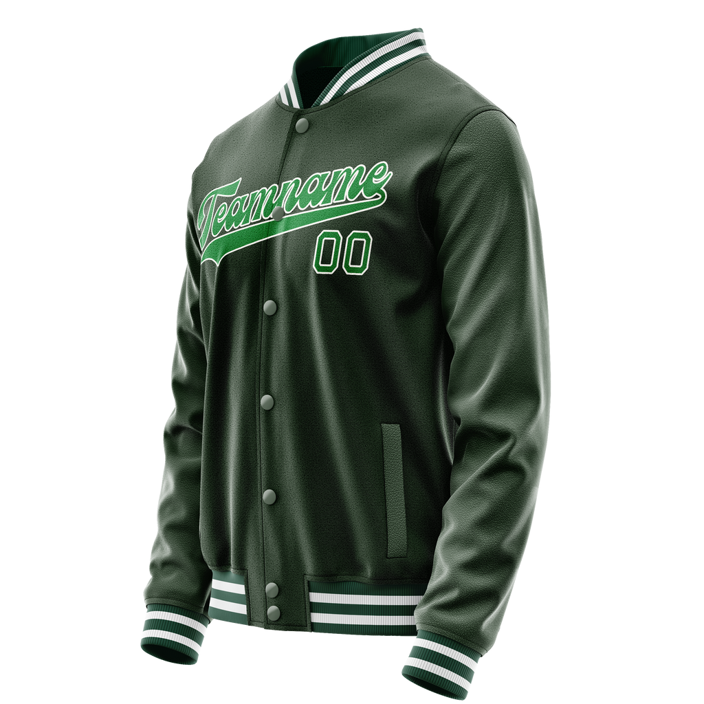 Custom Green Kelly-Green Solid Color Varsity Letterman Jacket JA02240617JG181