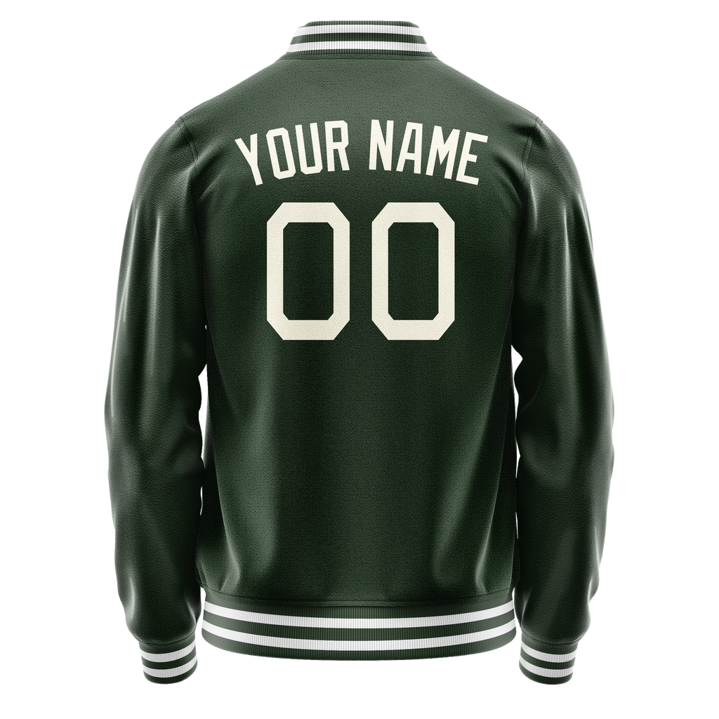 Custom Green Cream Solid Color Varsity Letterman Jacket JA02240617JG179