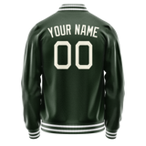 Custom Green Cream Solid Color Varsity Letterman Jacket JA02240617JG179