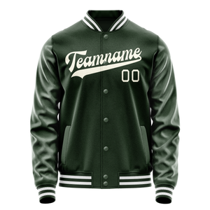 Custom Green Cream Solid Color Varsity Letterman Jacket JA02240617JG179