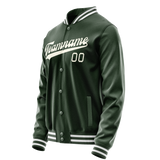 Custom Green Cream Solid Color Varsity Letterman Jacket JA02240617JG179