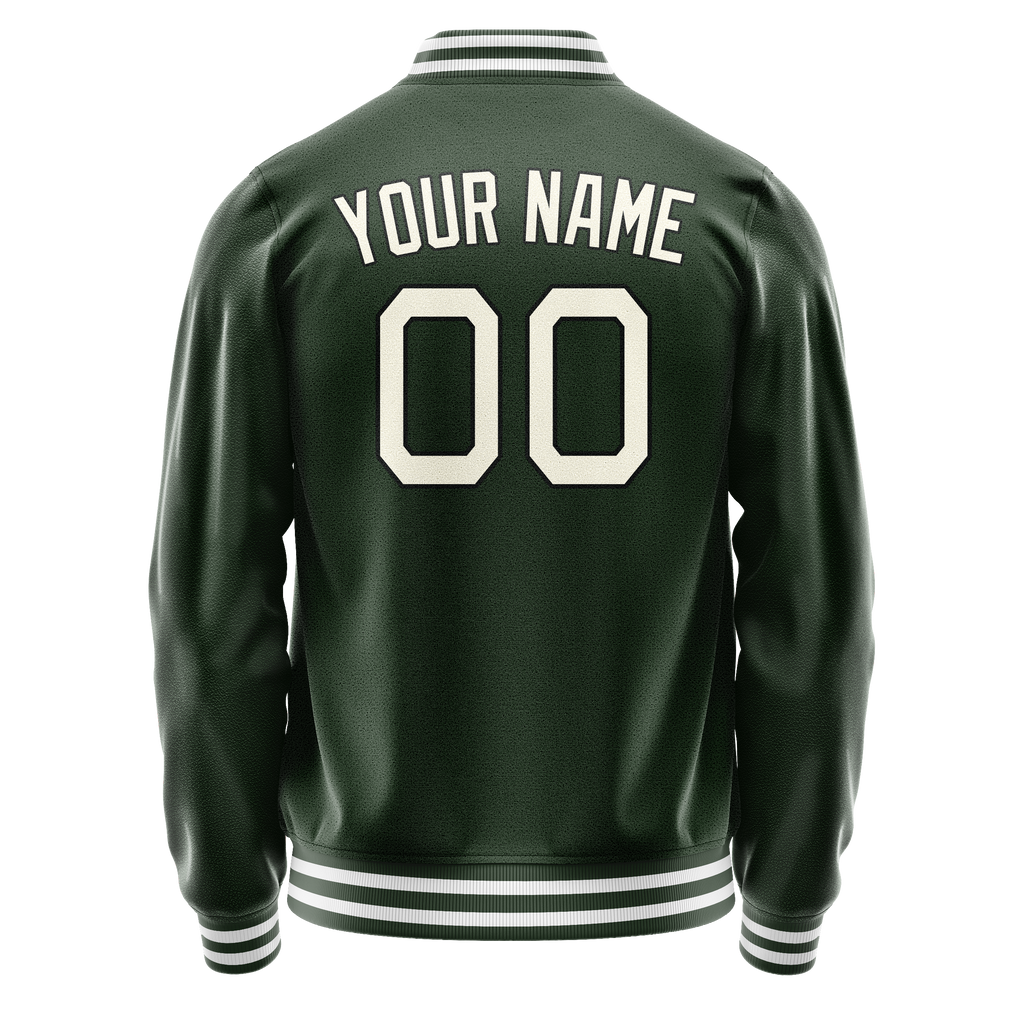 Custom Green Cream Solid Color Varsity Letterman Jacket JA02240617JG190