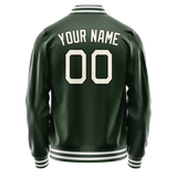 Custom Green Cream Solid Color Varsity Letterman Jacket JA02240617JG190