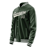 Custom Green Cream Solid Color Varsity Letterman Jacket JA02240617JG190