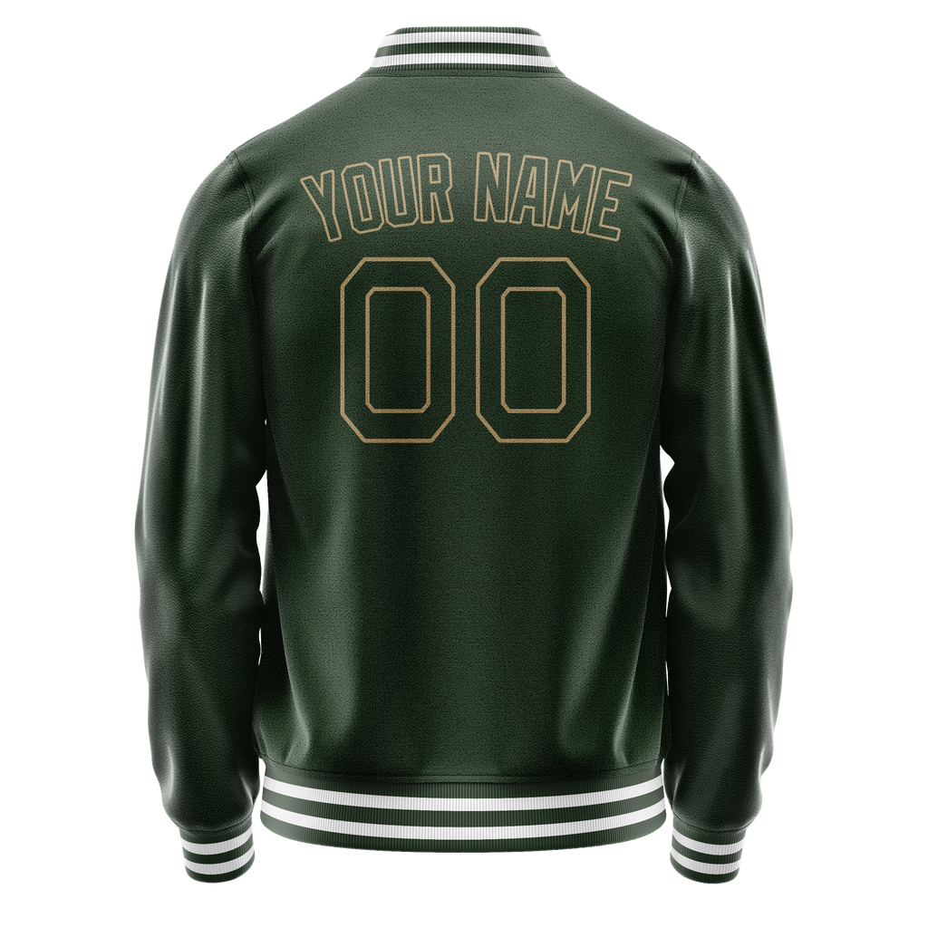 Custom Green Cream Solid Color Varsity Letterman Jacket JA02240617JG187