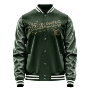 Custom Green Cream Solid Color Varsity Letterman Jacket JA02240617JG187
