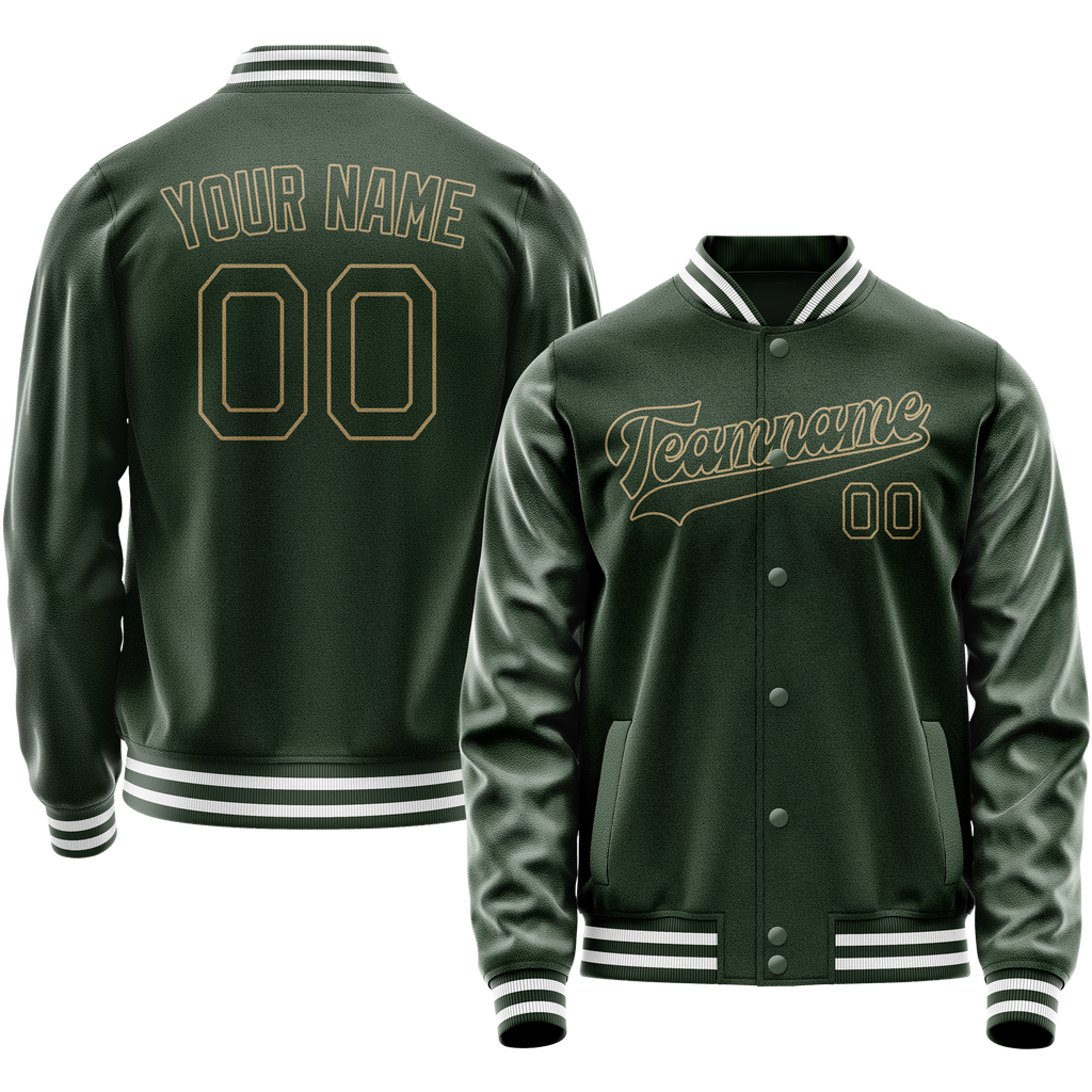 Custom Green Cream Solid Color Varsity Letterman Jacket JA02240617JG187