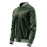 Custom Green Cream Solid Color Varsity Letterman Jacket JA02240617JG187