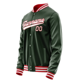 Custom Green White Solid Color Varsity Letterman Jacket JA02240617JG180