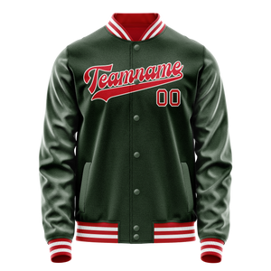 Custom Green Red Solid Color Varsity Letterman Jacket JA02240617JG185