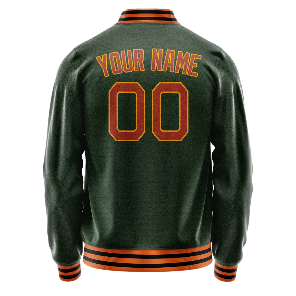 Custom Green Orange Solid Color Varsity Letterman Jacket JA02240617JG192