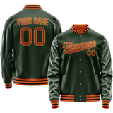 Custom Green Orange Solid Color Varsity Letterman Jacket JA02240617JG192