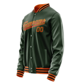 Custom Green Orange Solid Color Varsity Letterman Jacket JA02240617JG192