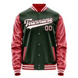 Custom Green Crimson Solid Color Varsity Letterman Jacket JA02240617JG199