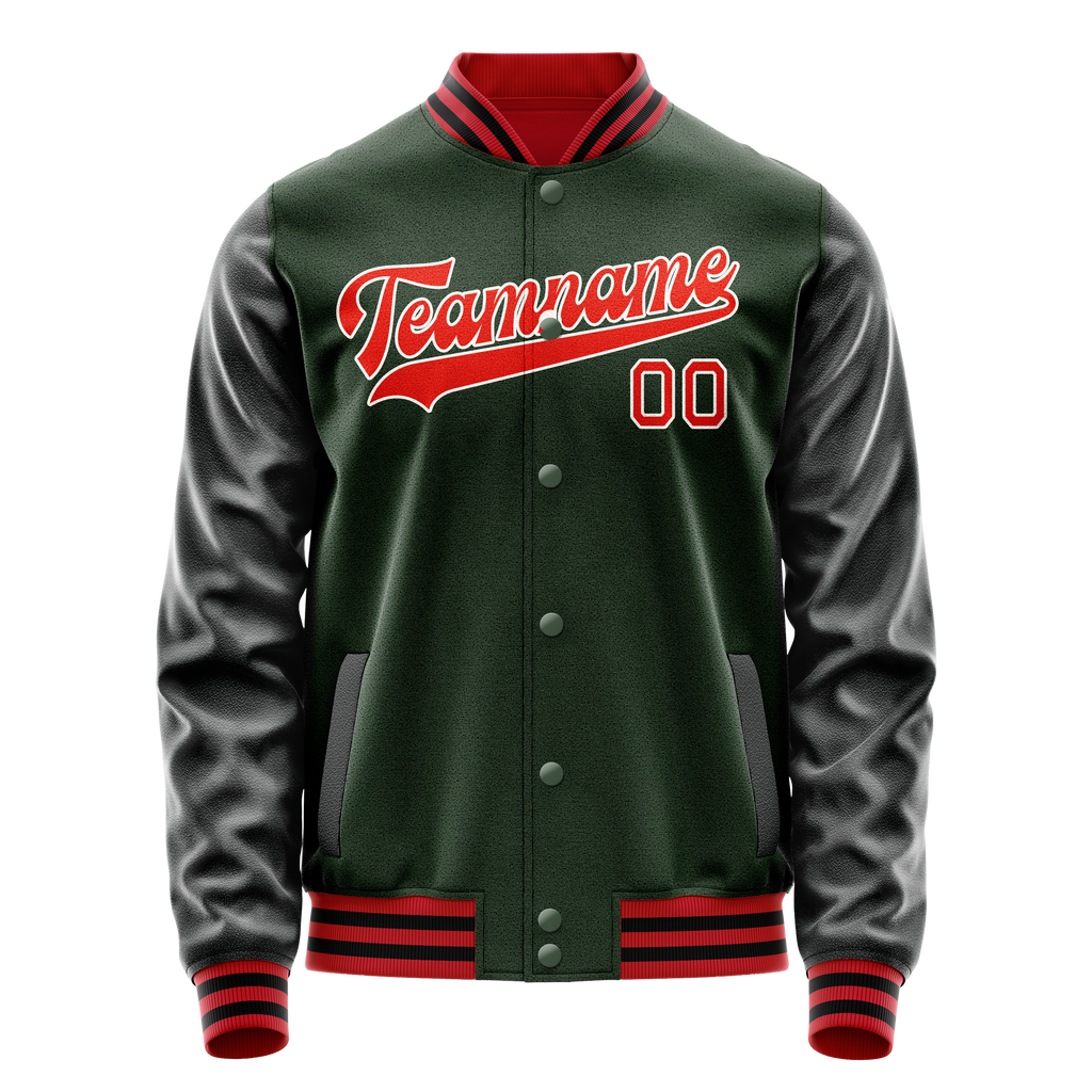 Custom Green Orange Solid Color Varsity Letterman Jacket JA02240617JG201