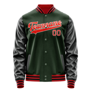 Custom Green Orange Solid Color Varsity Letterman Jacket JA02240617JG201