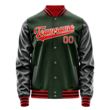 Custom Green Orange Solid Color Varsity Letterman Jacket JA02240617JG201