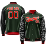 Custom Green Orange Solid Color Varsity Letterman Jacket JA02240617JG201