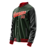 Custom Green Orange Solid Color Varsity Letterman Jacket JA02240617JG201