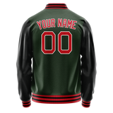 Custom Green Orange Solid Color Varsity Letterman Jacket JA02240617JG203