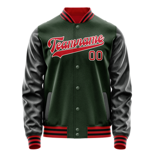 Custom Green Orange Solid Color Varsity Letterman Jacket JA02240617JG203