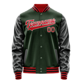 Custom Green Orange Solid Color Varsity Letterman Jacket JA02240617JG203