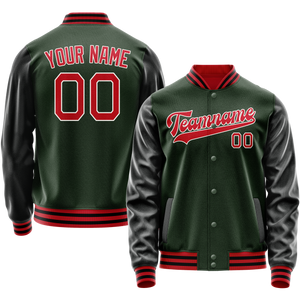 Custom Green Orange Solid Color Varsity Letterman Jacket JA02240617JG203