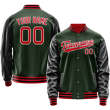 Custom Green Orange Solid Color Varsity Letterman Jacket JA02240617JG203