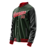 Custom Green Orange Solid Color Varsity Letterman Jacket JA02240617JG203