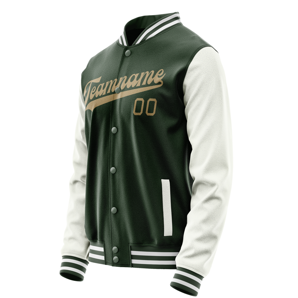 Custom Green White Solid Color Varsity Letterman Jacket JA02240617JG205