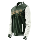 Custom Green White Solid Color Varsity Letterman Jacket JA02240617JG205