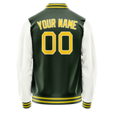 Custom Green White Solid Color Varsity Letterman Jacket JA02240617JG204