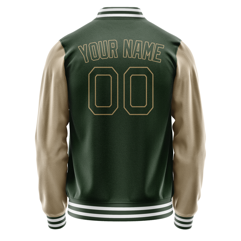 Custom Green Cream Solid Color Varsity Letterman Jacket JA02240617JG184