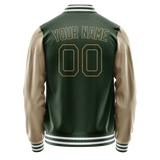 Custom Green Cream Solid Color Varsity Letterman Jacket JA02240617JG184