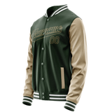 Custom Green Cream Solid Color Varsity Letterman Jacket JA02240617JG184