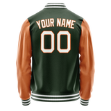 Custom Green Orange Solid Color Varsity Letterman Jacket JA02240617JG198